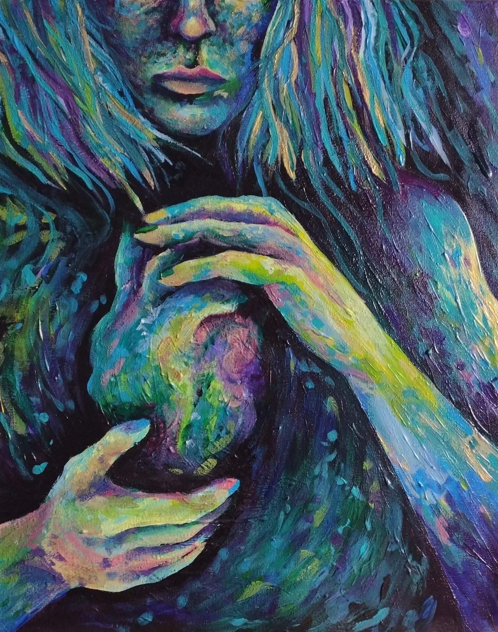 Roma Konczak's painting "Grief" created in 2022